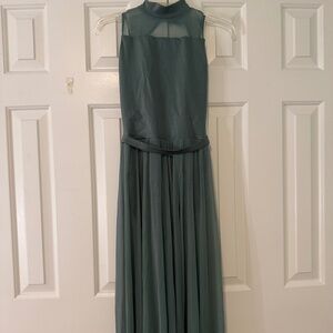 Sage High Neck Mesh Maxi Dance Dress- Open Back